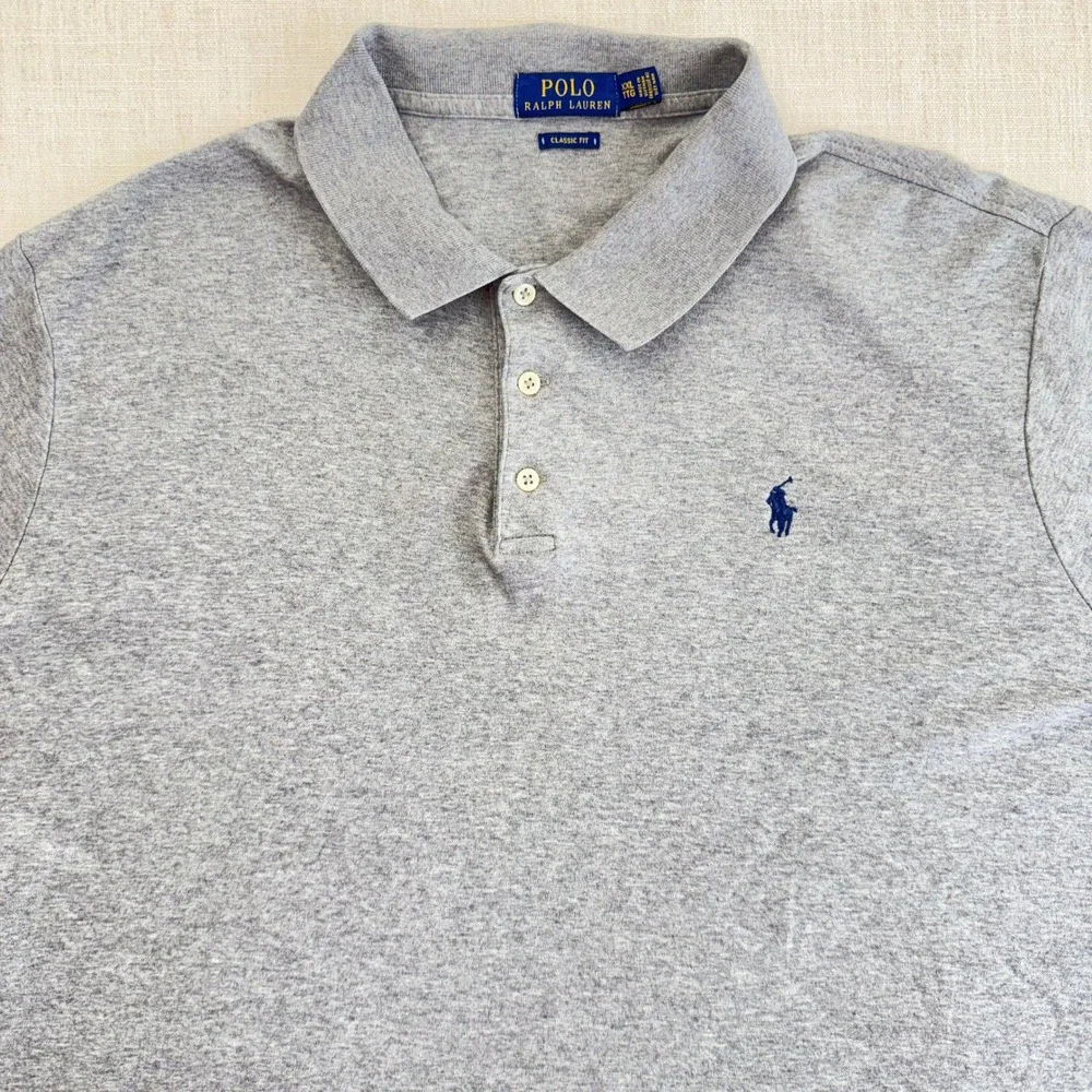 Polo Ralph Lauren Mens XXL Classic Fit Heather Gray Short Sleeve Polo‎ Shirt